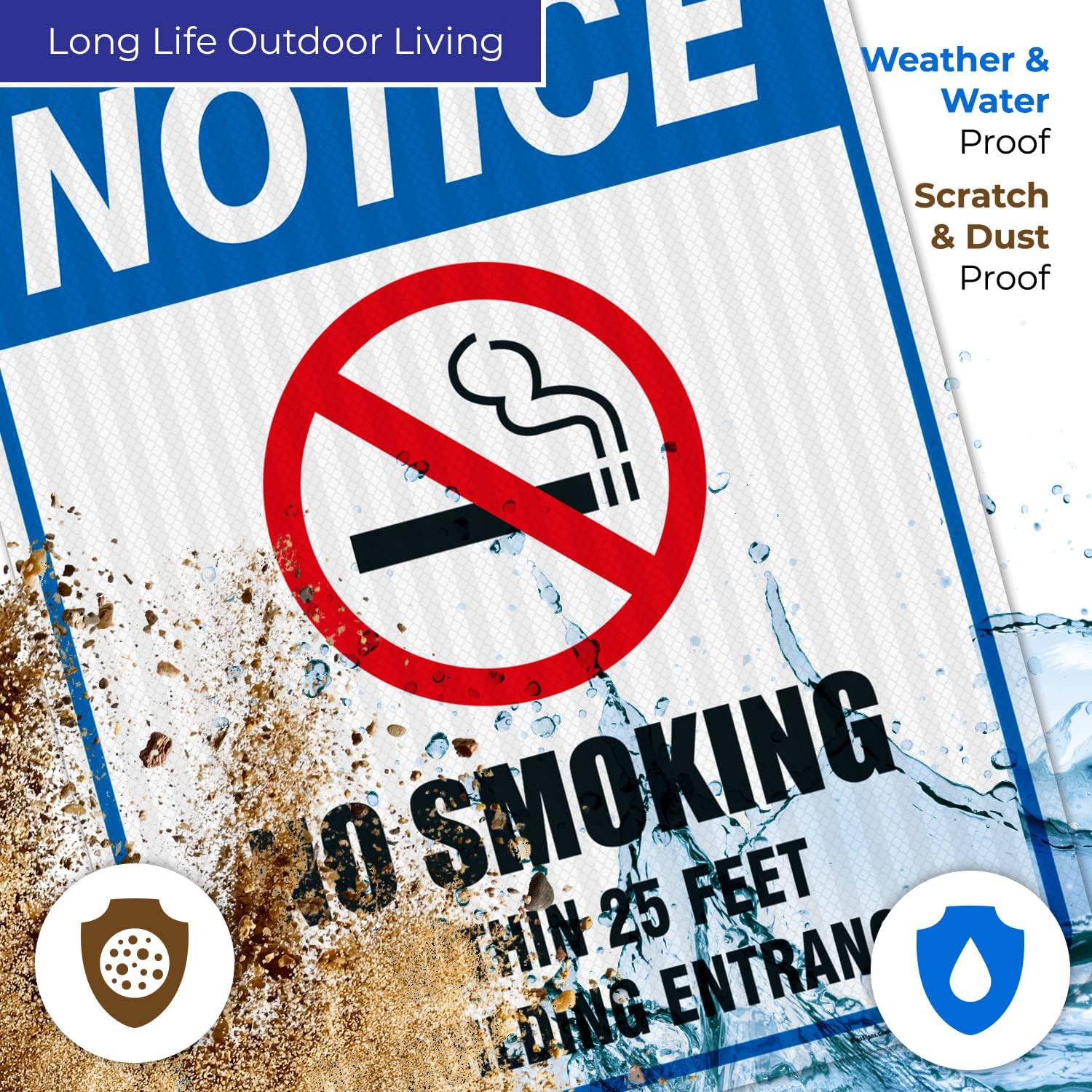No Smoking Within 25 Feet of Building Entrance Sign, 24x30 Inches, 3M EGP Reflective .080 Aluminum, Fade Resistant, Indoor/Outdoor Use, Made in USA