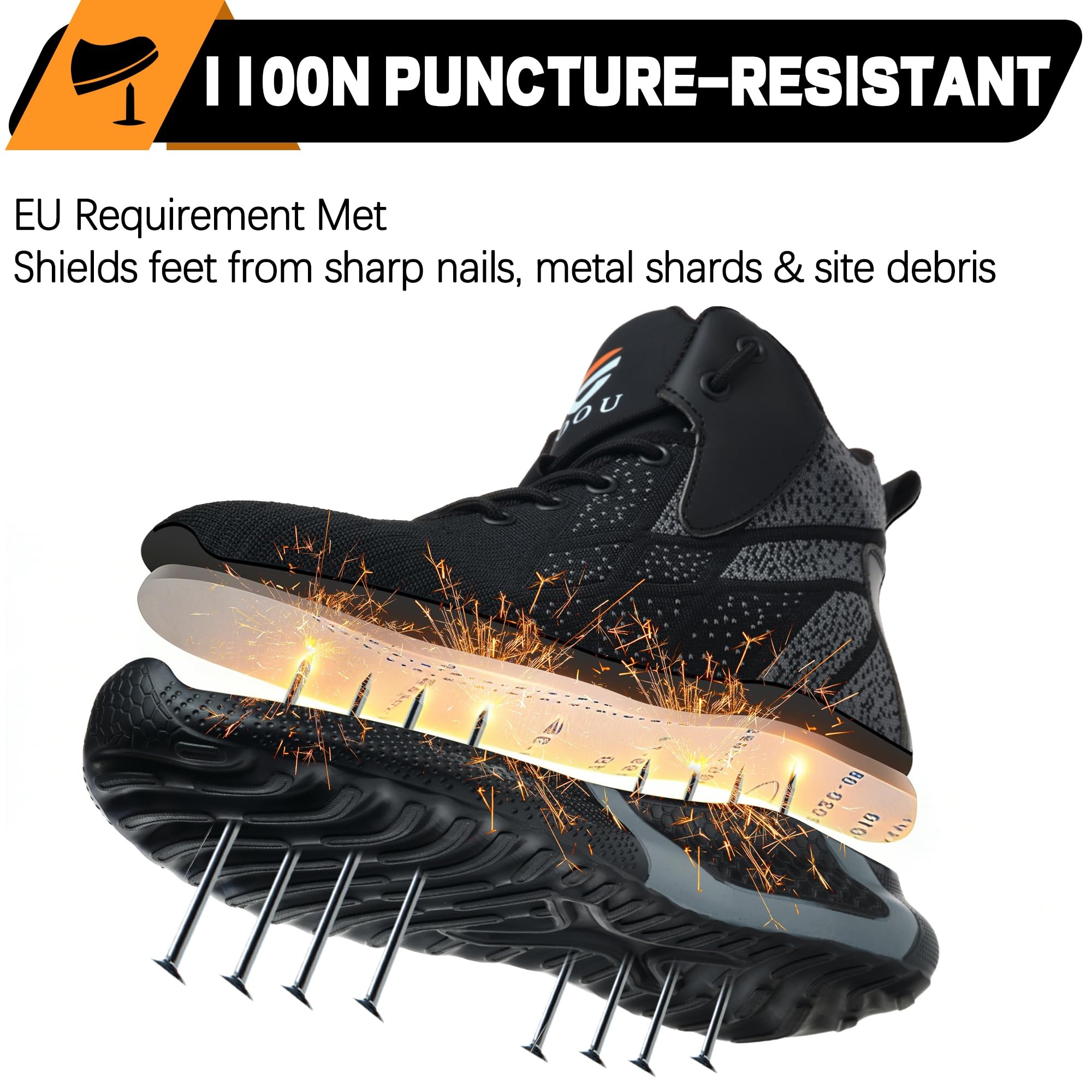 Botas de Seguridad para Hombre Mujer Ligeras Botas de Trabajo con Punta de Acero Comodas Zapatos de Seguridad Caña Alta 35-48 EU