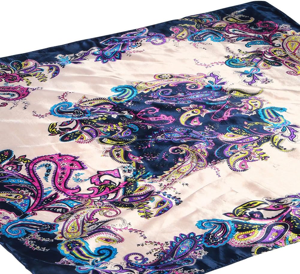 X&amp;F レディース レトロプリント 夏 サテン ネッカチーフ 正方形 スカーフ 35インチ &times; 35インチ US サイズ: