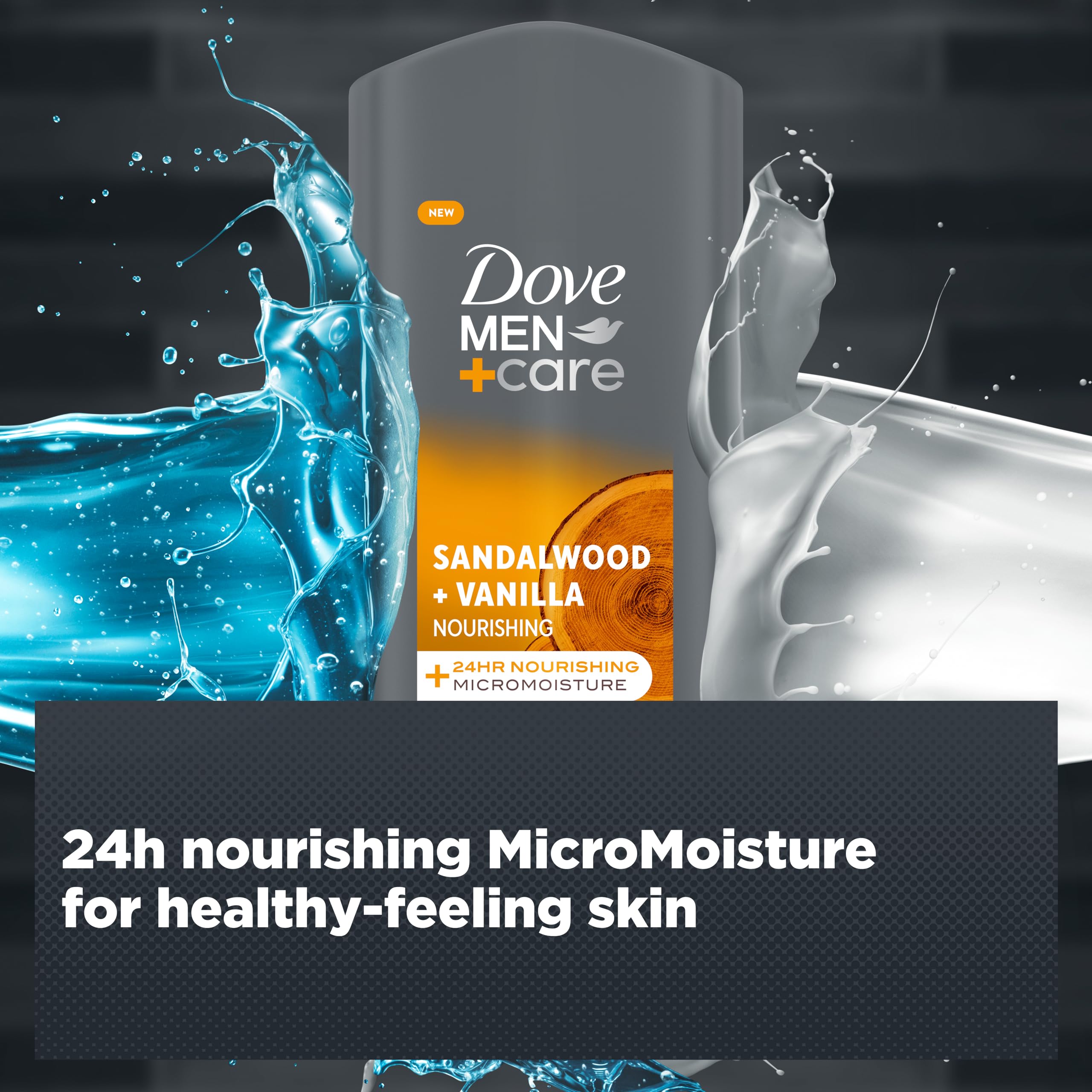 Dove Men+Care Sandalwood + Vanilla 3-in-1 Hair, Face and Body Wash Body Cleanser shower gel with MicroMoisture technology for 24 hour nourishment 6x 400 ml - Image 3