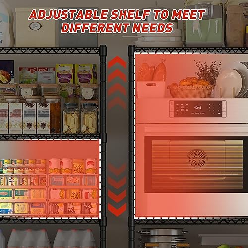 Miniatura 7 de REIBII Estantes de almacenamiento de 60 pulgadas de ancho, 2399 libras, estantería de alambre con ruedas, estantes de metal resistente para estante