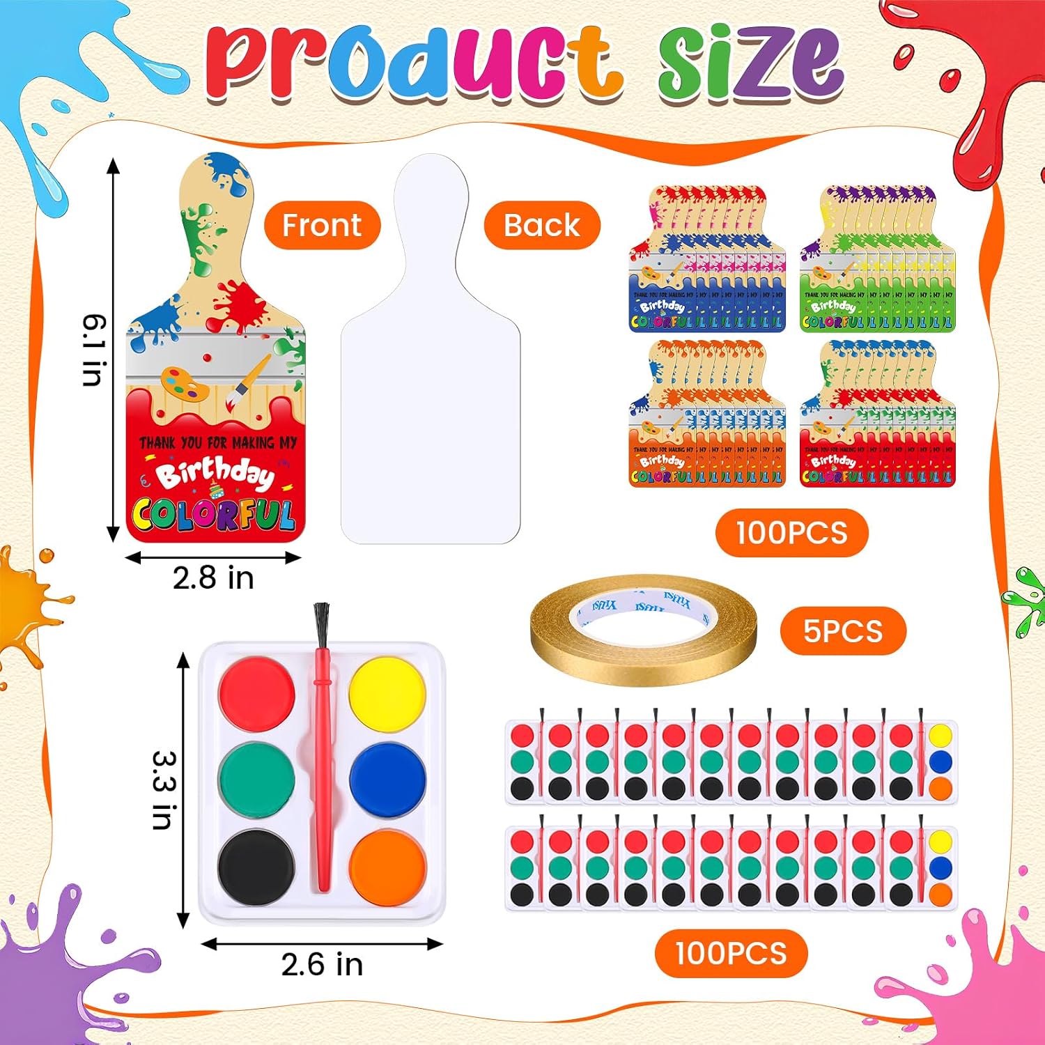 205 Pcs Watercolor Paint Set for Kids Painting Art Party Favors Watercolor Pallets with Colorful Cards Kindergarten School Graduation Gifts Bulk for Birthday Exchange Graduation Party Favors