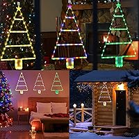 Vista 3 de LYHOPE Decoraciones navideñas - Luces LED de escalera, 2 pies, 8 modos y temporizador, funciona con pilas, verde