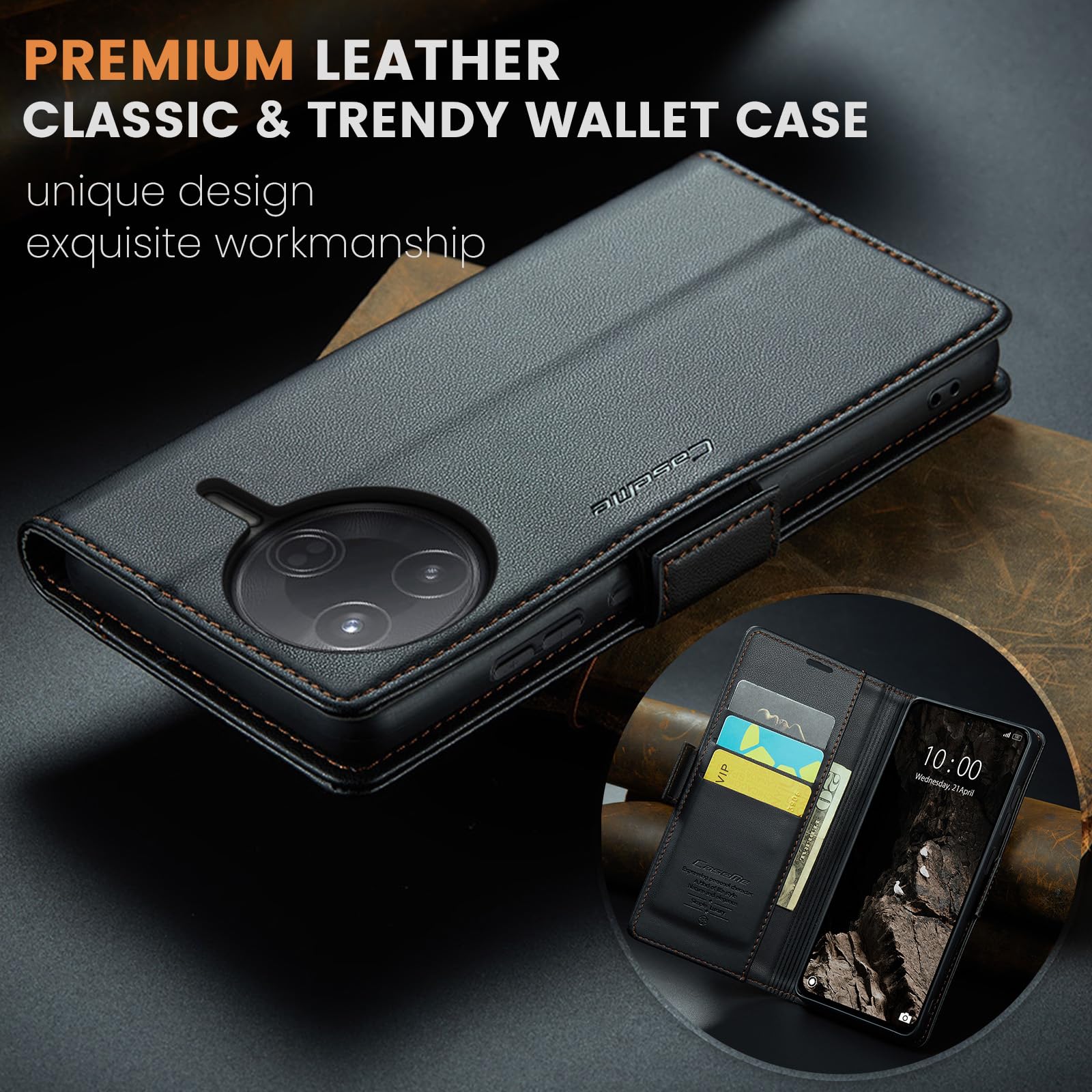 Funda para Xiaomi Poco F7 Pro, Funda de Cierre Magnético, Cartera de Cuero PU con [Bloqueo RFID], Soporte, Ranura para Tarjetas, Carcasa de Libro, Case para Xiaomi Poco F7 Pro, Negro — view 7