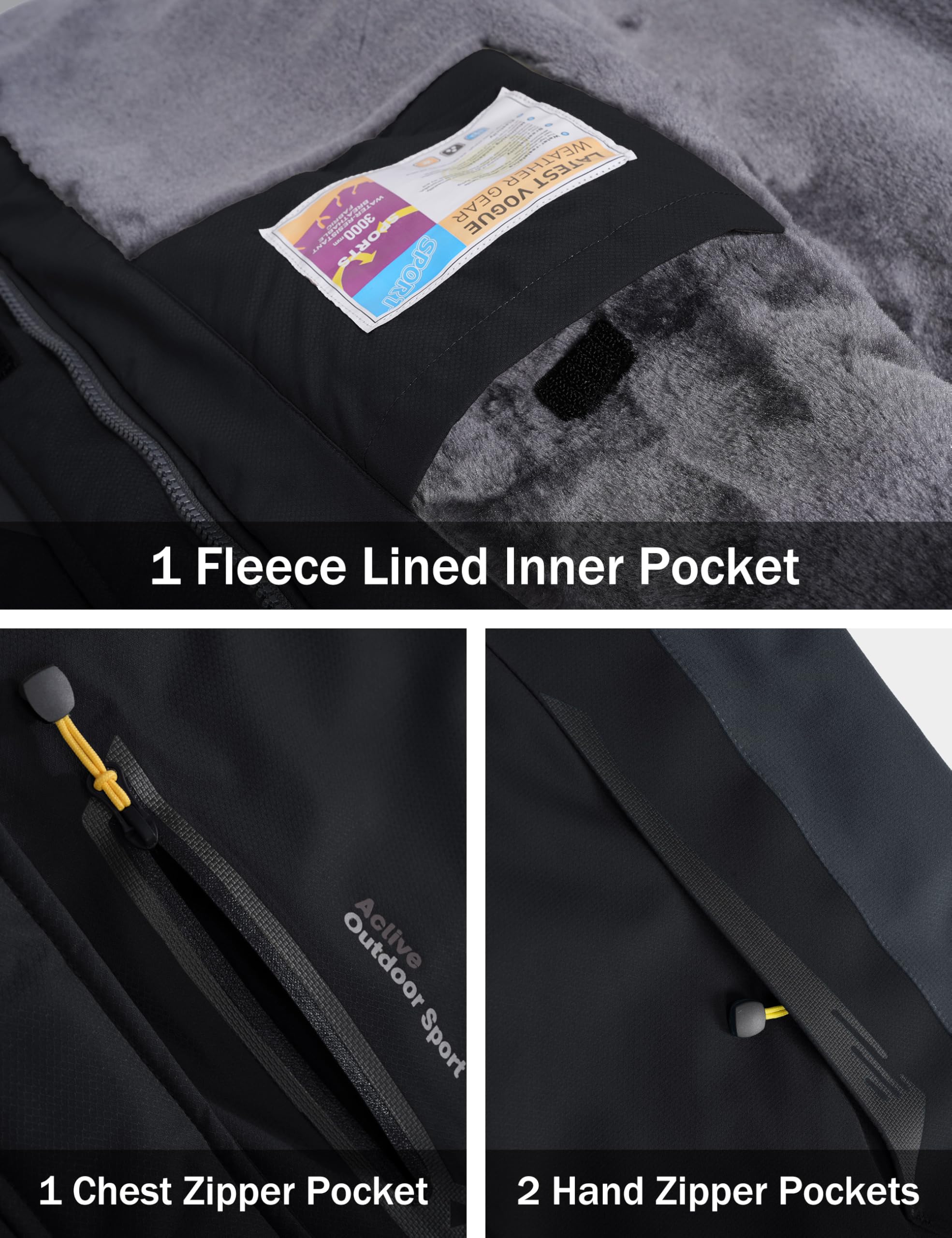 MAGCOMSEN Giacca Impermeabile Giacca da Sci Invernale da Uomo Foderata in Pile per Uomo Cold Mountain Cappotti