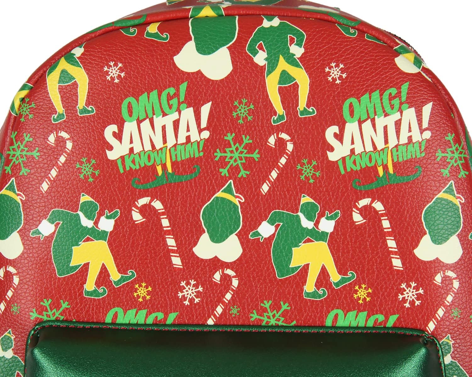 Bioworld Elf The Movie Buddy OMG! Santa! I Know Him Allover Pattern Faux Leather Mini Backpack - Image 4