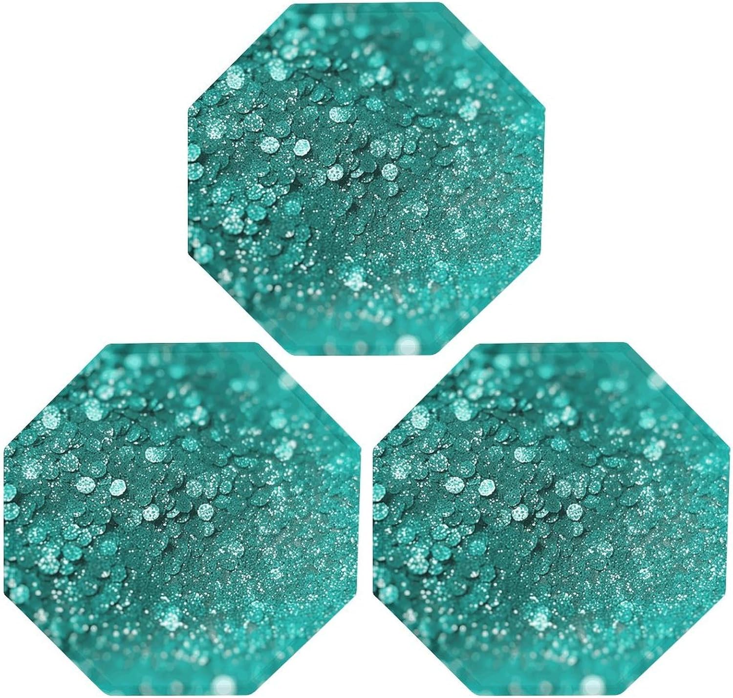 Ctagon Metal Sign for Home, Modern Display Plate for Kitchen, Turquoise Glitter Plates Accent Hanging Wall Decorations 3PCS for Living Room, Bedroom, Hallway, Hotel