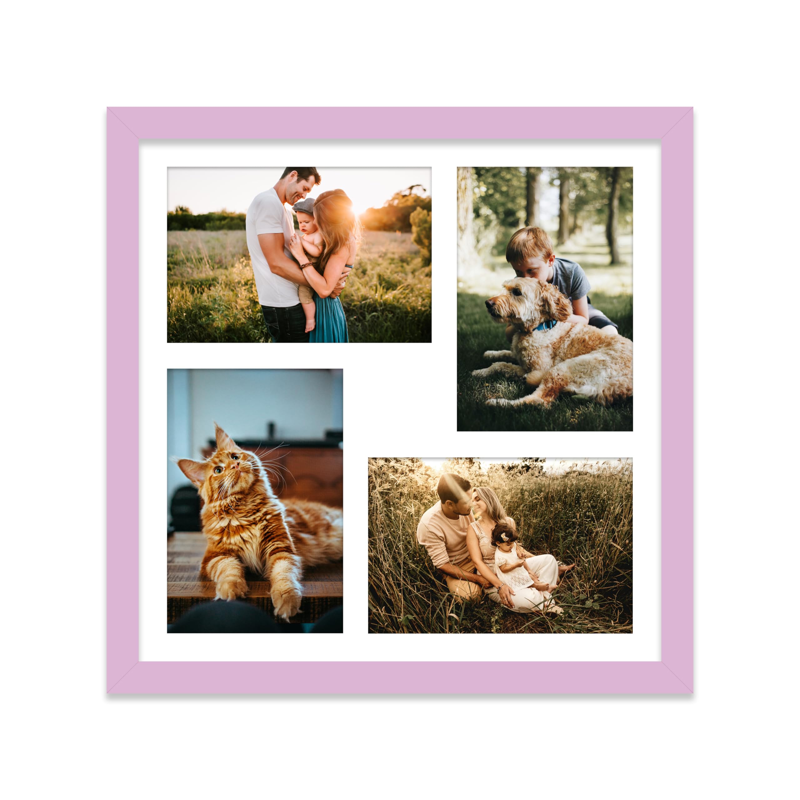 12x12 Inch 4 Opening Photo Collage Frame, Display Four 6x4 Inch Photos, Multi Aperture Family Picture Frame, Lilac โ image 1