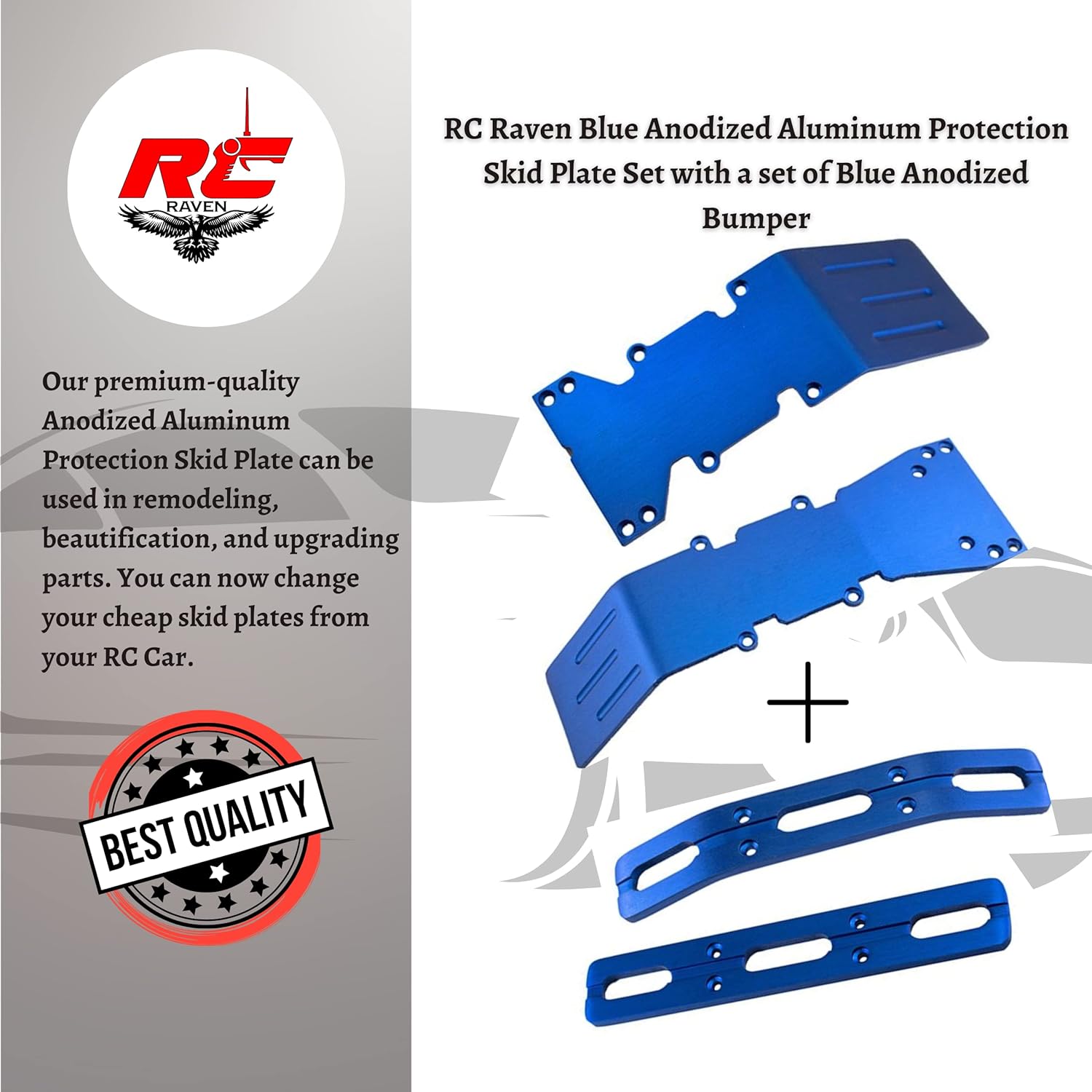 RC Car Skid Plate for T-Maxx and E-maxx Blue Anodized Aluminum Skid Plate Front and Rear with a Set of Blue Anodized Bumper Set- RC Car Upgrade Parts