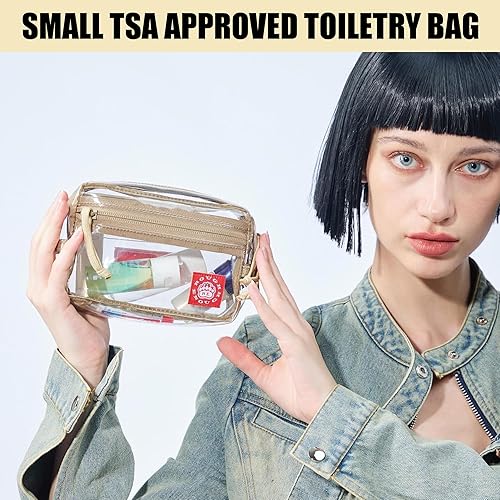 Miniatura 8 de Rough Enough Clear TSA - Neceser de aseo aprobado por la TSA, pequeña bolsa de viaje de maquillaje, tamaño compacto de cuarto de galón para viajes
