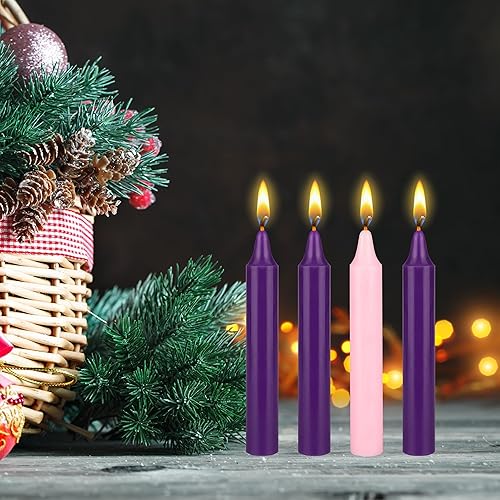 Miniatura 6 de Mega Candles 4 pcs Unscented Christmas Advent Candles Set, Hand Poured Premium Wax Taper Candle 5 Inch x 3/4 Inch, Holidays, Occasions, Events,