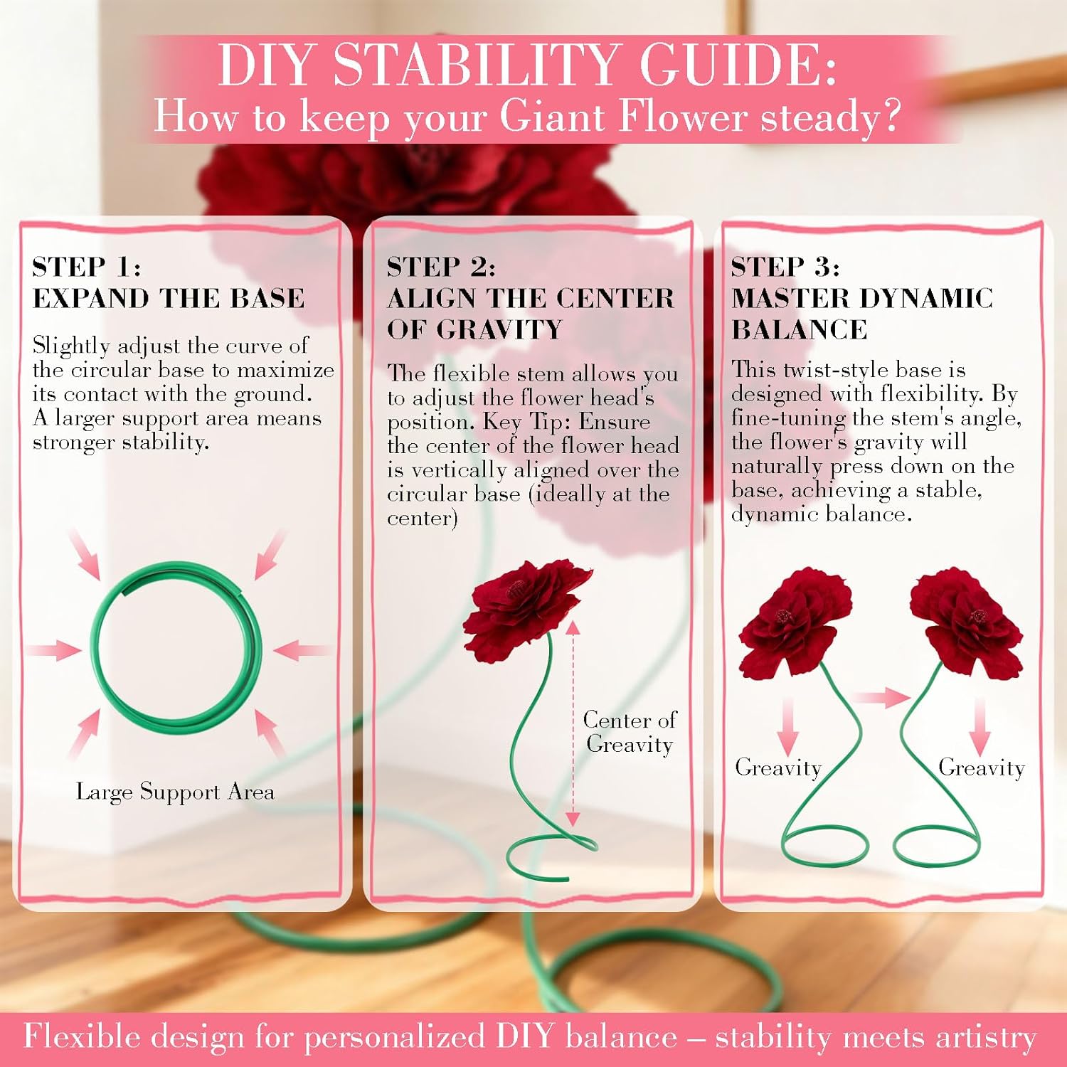 4 Pcs 5 ft Large Rose Flowers Giant Artificial Roses Valentine Standing Huge Handcrafted Flowers for Window Reception Banquet Ceremony Floral Decor Garden Hotel Office Birthday Wedding Party