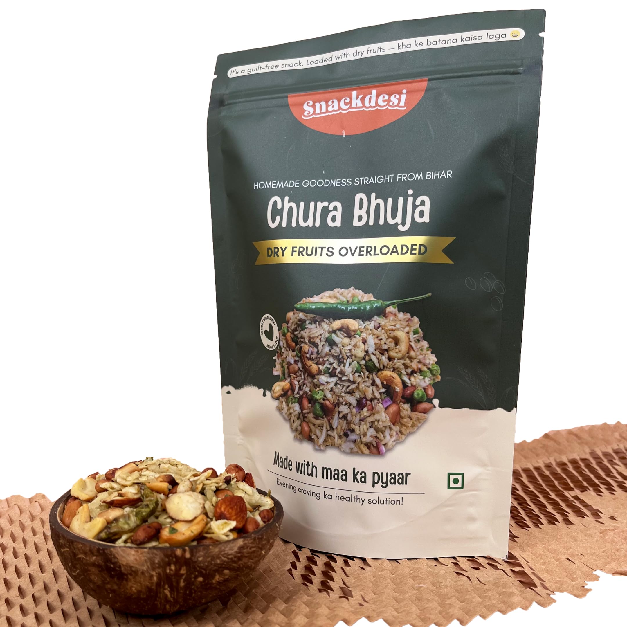 Snackdesi Namkeen Snacks – Roasted Chura Bhuja – Overloaded with Dry Fruits | Chiwda Style | Roasted, Not Fried | Perfect for Anytime Munching | Authentic Taste of Bihar | 200 g-image-4