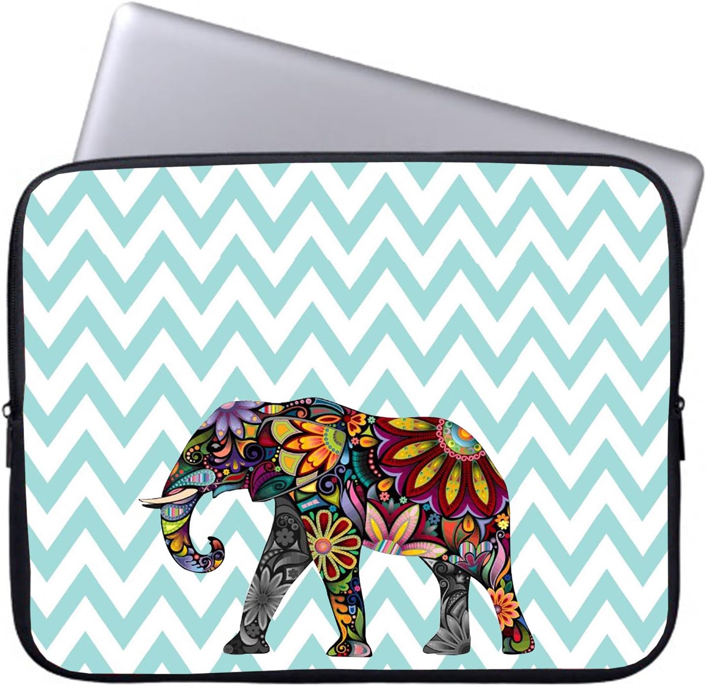 Elonbo 13-Inch Fashion Ripple Exotic Elephant Waterproof Neoprene Laptop Soft Sleeve Case Bag Pouch Cover for 13.3" Macbook Pro / Air