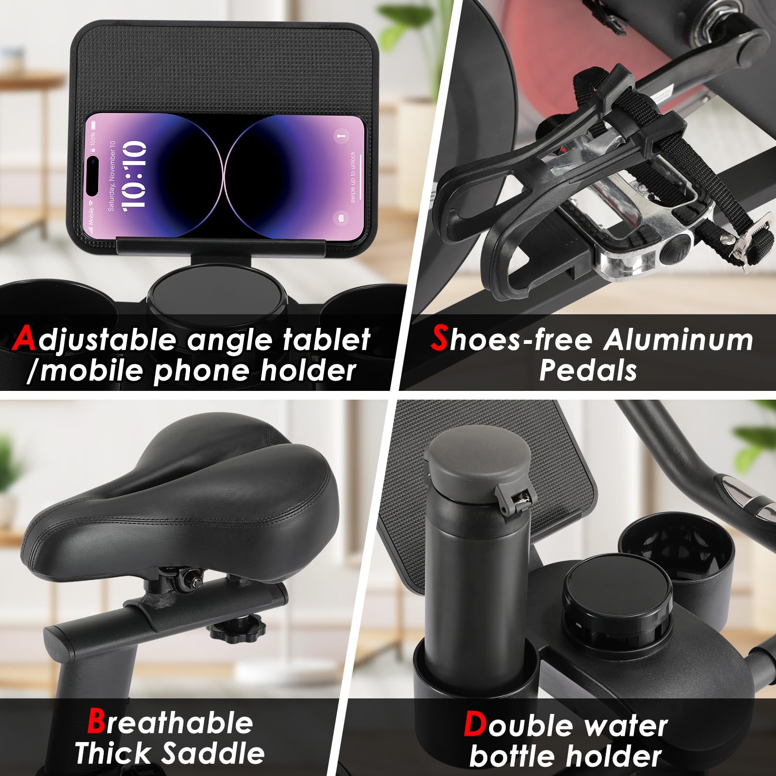LIFERUN Heimtrainer Fahrrad Magnetwiderstand, Leise Spinning Bike Indoor mit Pulsmessung, LCD-Monitor, einstellbare Sitze, Tablet-Halter, Stationäres Bike Hometrainer für Kardiotraining Zuhause