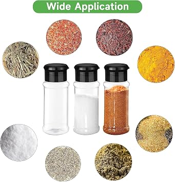 36 Pack Plastic Spice Jars with Shaker Lids, 100 ml Empty Spice Bottles