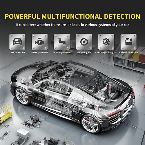 Miniatura 6 de Máquina de humo automotriz con bomba de aire incorporada, detector de fugas de humo de 12V CC para sistema de tuberías, fugas de combustible,