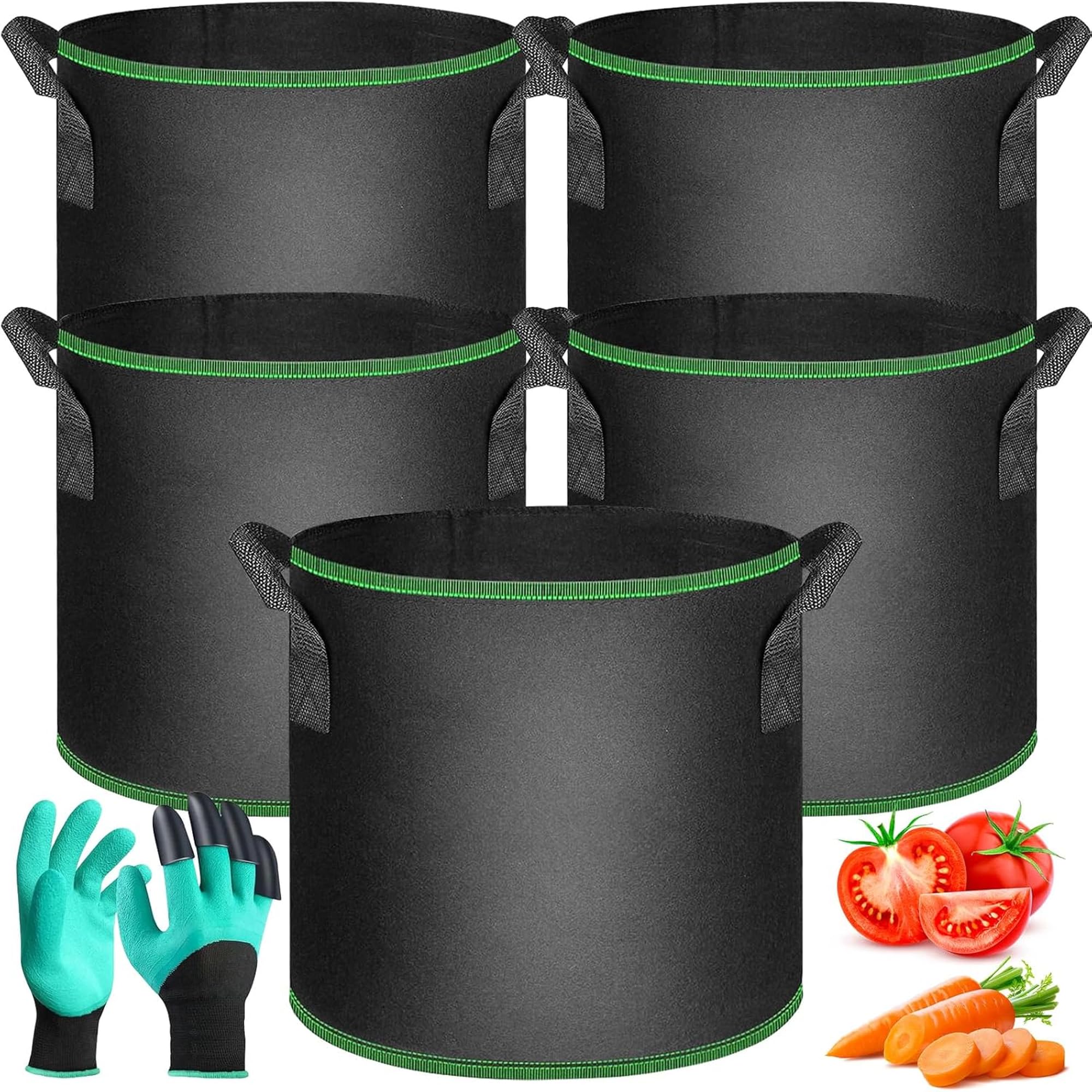 Lot de 5 Sacs de Plantation Noirs 30L pour