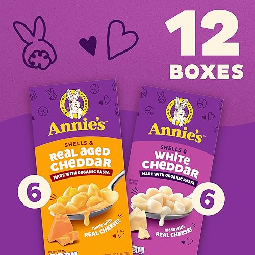 Miniatura 3 de Annie's - Paquete variado de macarrones y queso orgánicos, conchas y cheddar blanco y conchas y queso cheddar envejecido real, 6 onzas