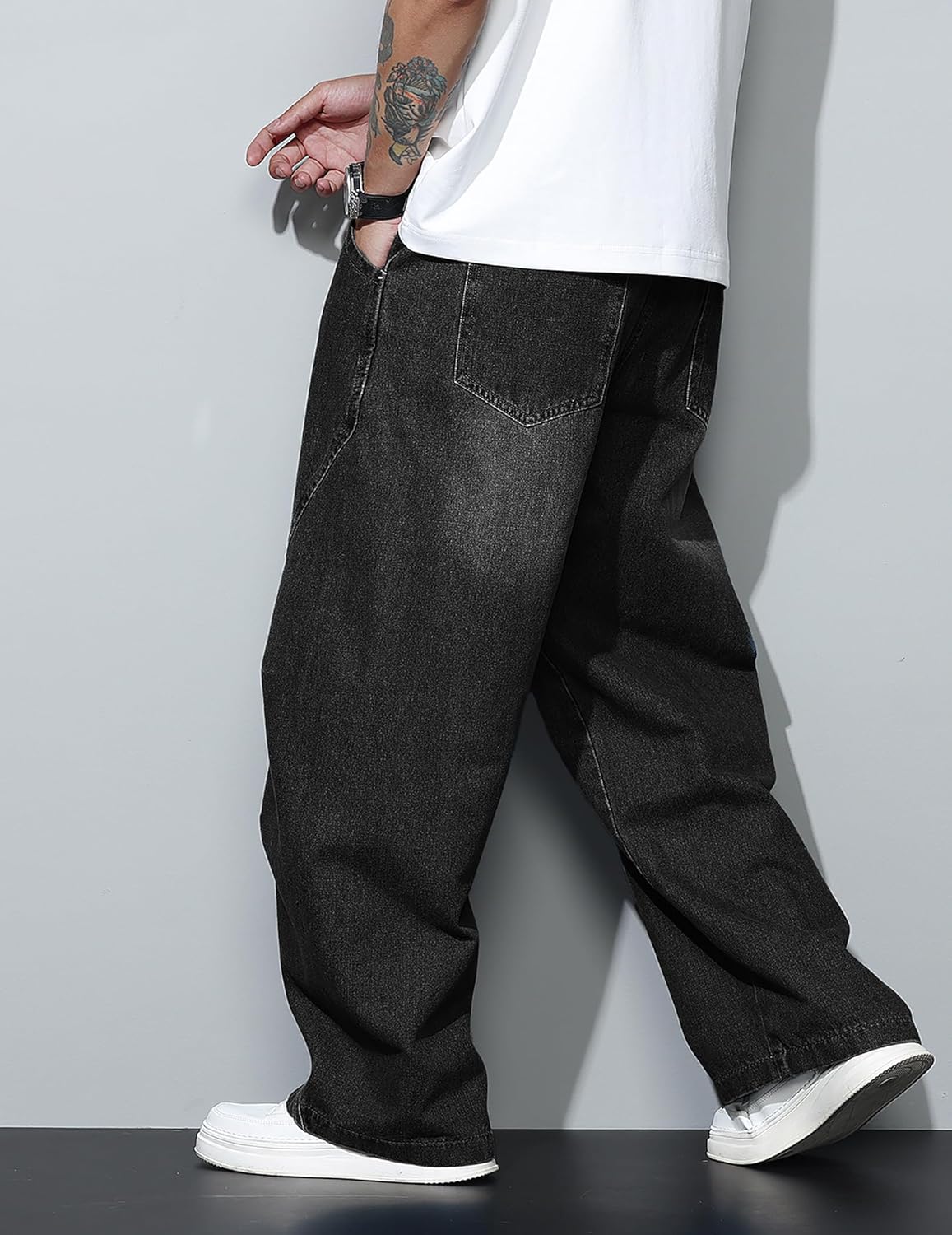 Men's Baggy Jeans Wide Leg Hip Hop Pants Irregular Sutures Loose Fit Trousers Streetwear - Image 6