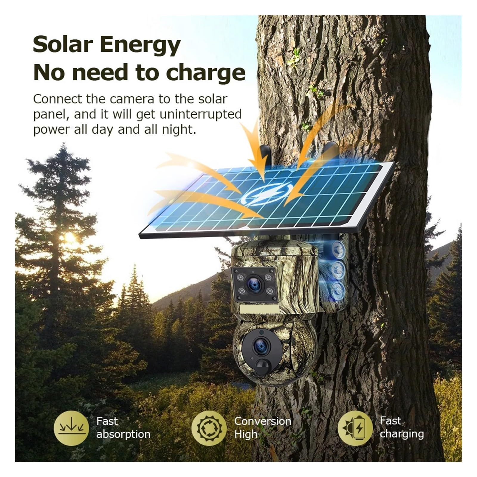 Cámara de rastreo Solar 4G de 8 MP con Doble Lente