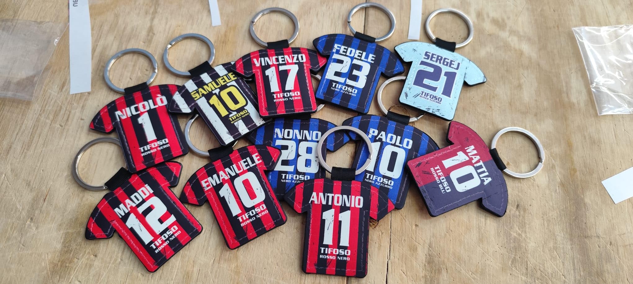 Portachiavi Personalizzato Tifoso Calcio Serie A 7 CM Ecopelle Sublimatica