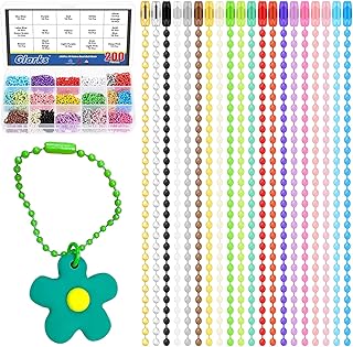 Glarks Juego de 200 cadenas de cuentas de bolas de colores de 2,4 mm x 12 cm, 20 colores de cadenas colgantes de metal c...