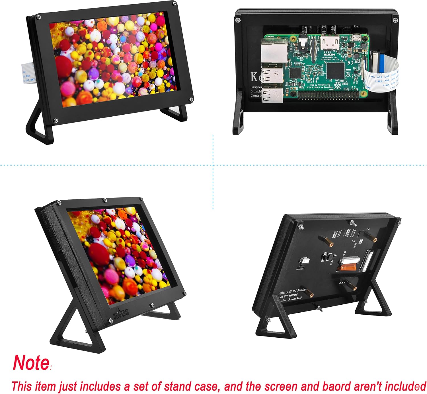 OSOYOO Protective Case Stand Holder for OSOYOO 5 Inch DSI Touch Screen LCD Display compatible with Raspberry Pi 4 3 3B+ 2