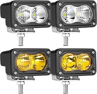 LED Pod Light Yellow Off Road Driving Work Light Bar Cube | 4PCS CREE 3 Inch Light Pods 40W Combo Waterproof Bumper Fog Lights for Truck Pickup ATV UTV SUV 4x4 Motorcycle Boat