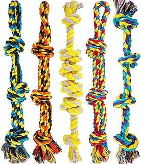 GASAPET ALL Large Dog Rope Toys for Aggressive Chewers, 5 Nearly Indestructible Various Tough Rope Toys for Large and medium Breed, 100% Cotton for Teeth Cleaning, Tug of War, No Small Size