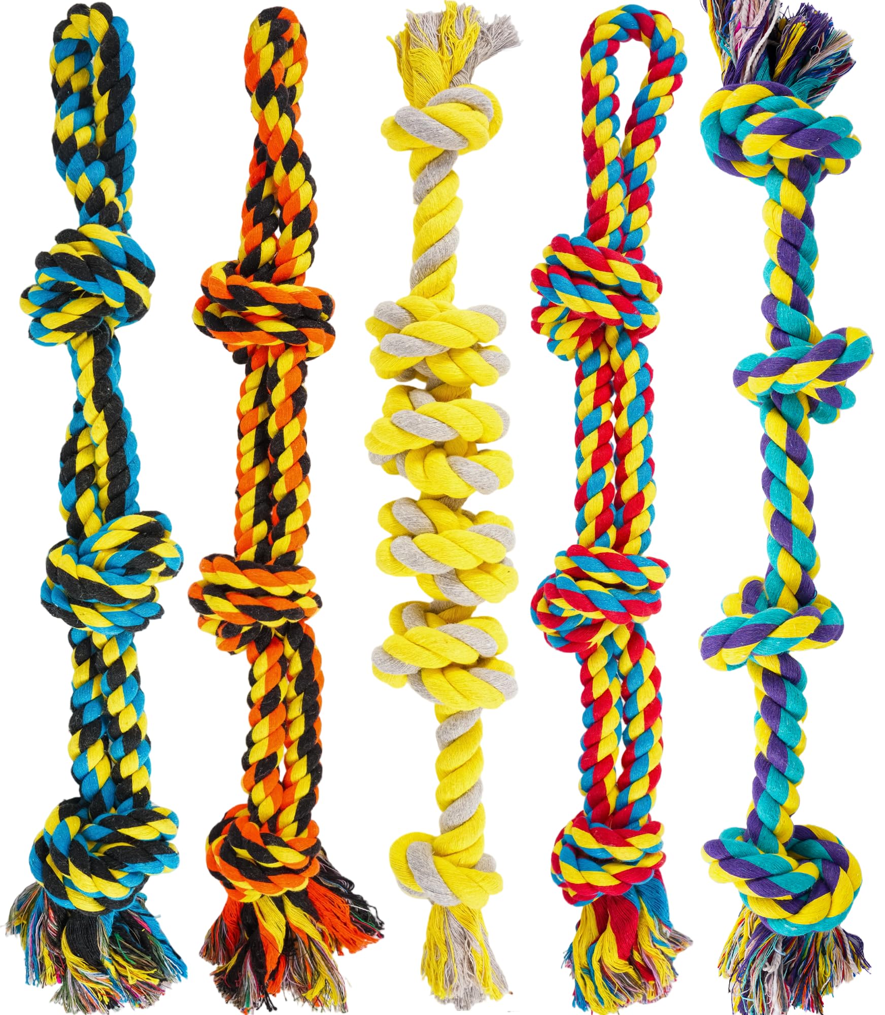 GASAPET All Large Dog Rope Toys for Aggressive Chewers, 5 Nearly Indestructible Various Tough Rope Toys for Large and Medium Breed, 100% Cotton for