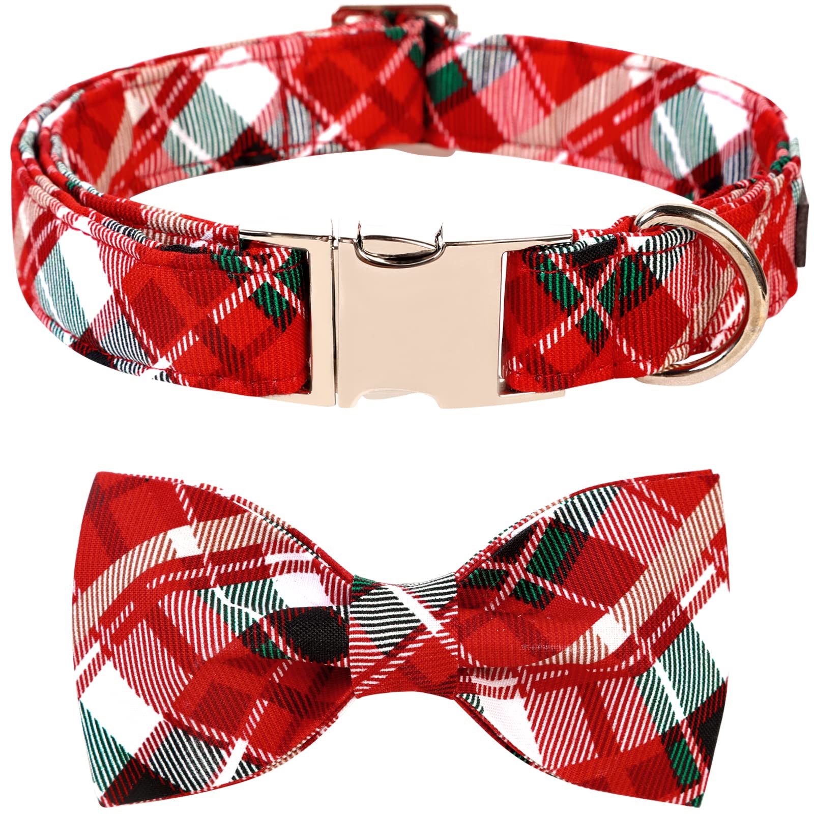 Lionet Paws Dog Collar with Bowtie, Christmas Bowtie for Dogs and Cats, Adjustable Comfortable Dog Collar Girl Boy, S, Neck 25-40cm