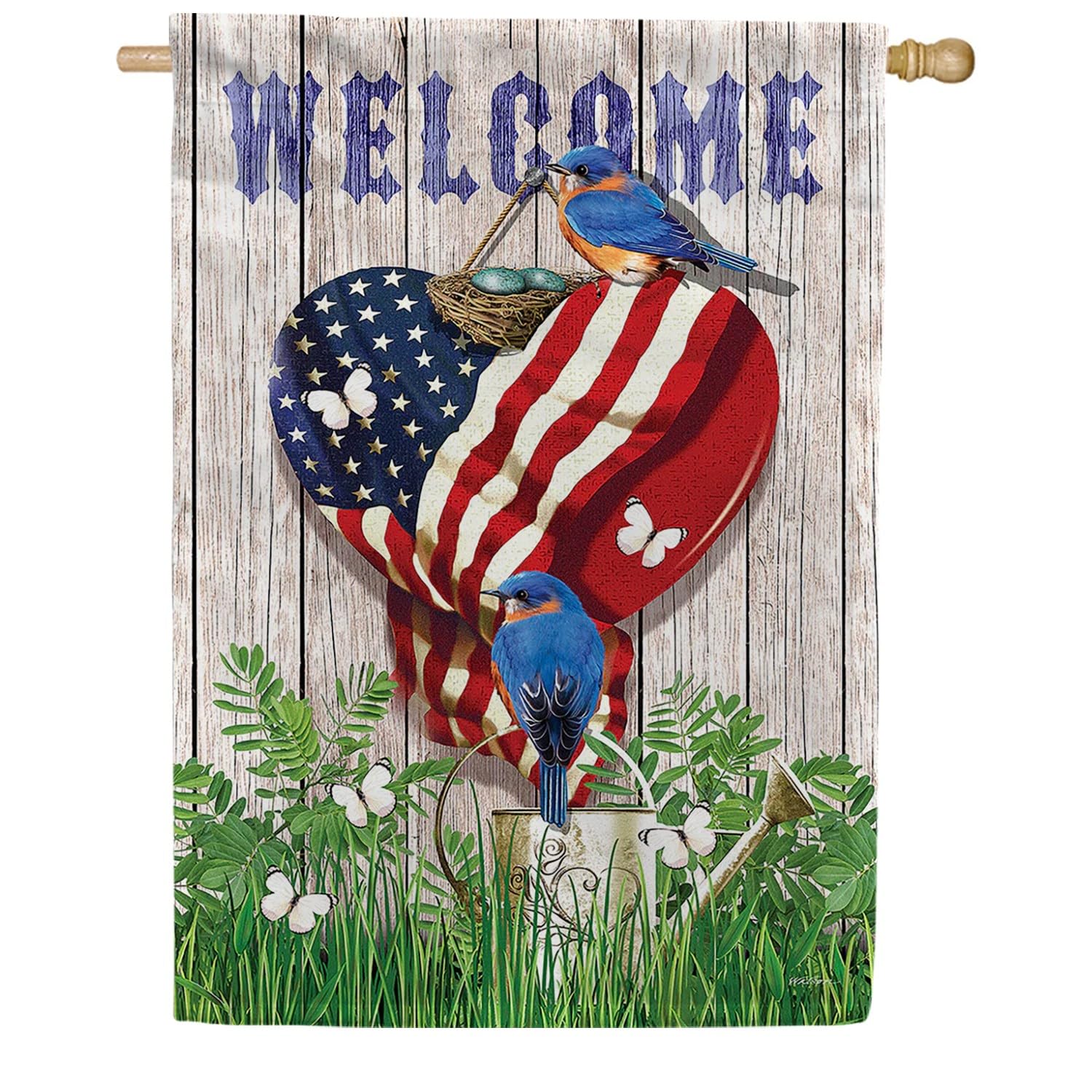 Drapeau de bienvenue Bluebird Toland Home Garden 1012631 décoratif extérieur double face