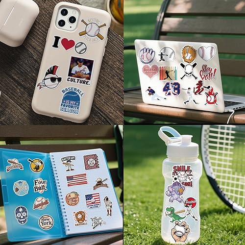 Miniatura 4 de 102 calcomanías de béisbol para álbumes de recortes, lindas calcomanías de vinilo motivacional impermeables para botellas de agua, cascos, equipaje,