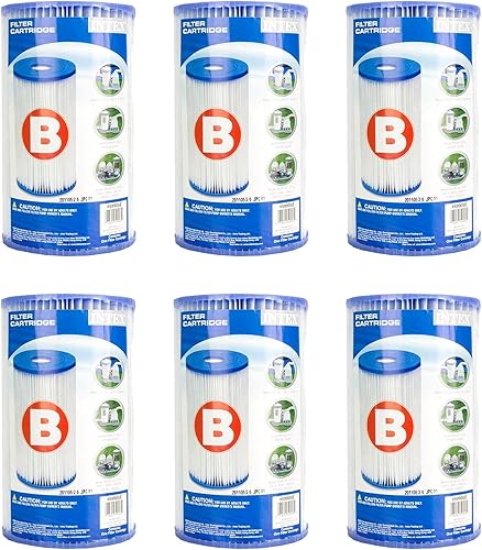 Intex 29005E - Cartucho de bomba de filtro de material Dacron de repuesto para piscina tipo B (6 unidades)