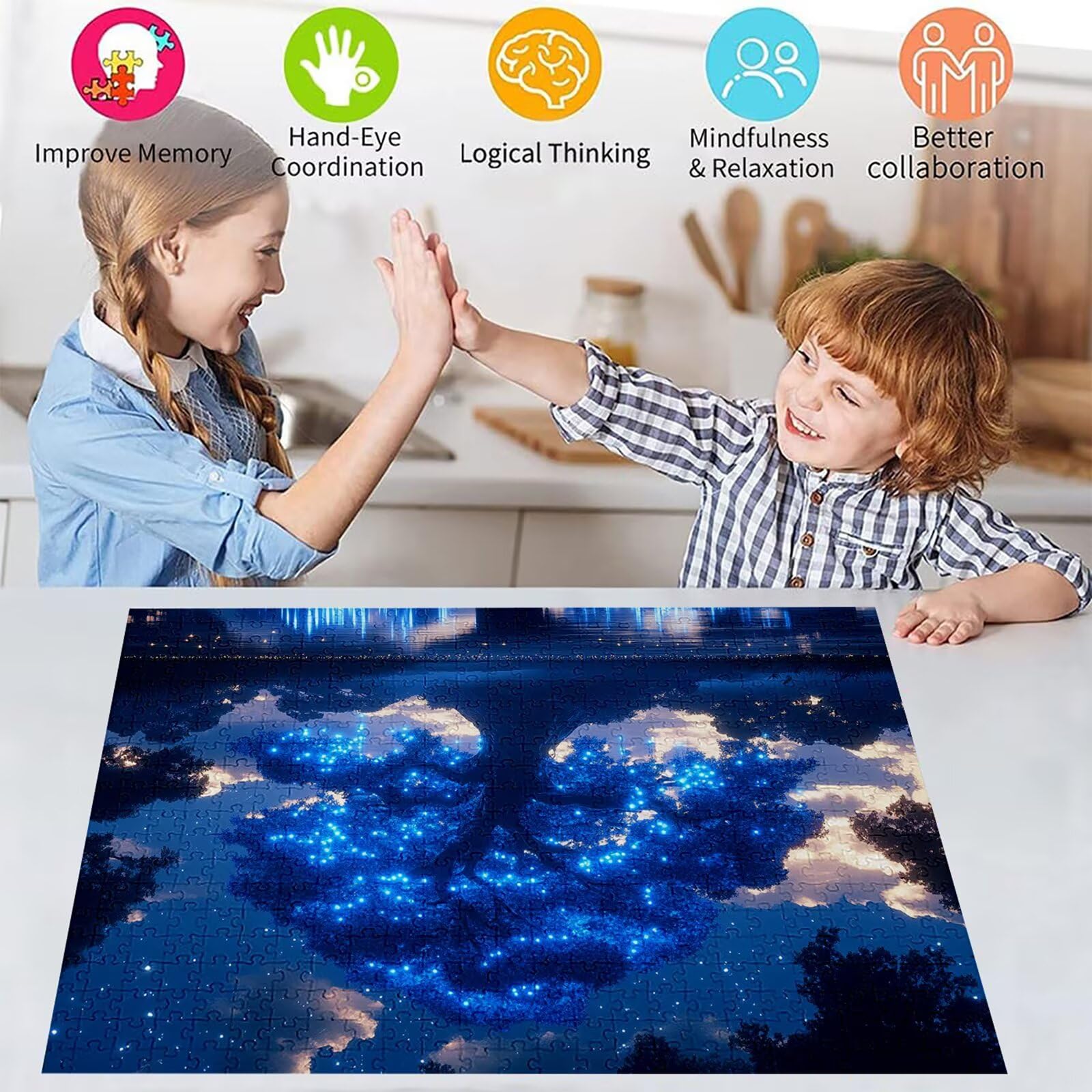 Puzzle 3000 elementów Krajobraz Drzewo dla dorosłych 122 x 81 cm Unikalne Rzemiosło Klasyczne 3D Drewniana układanka do rodzinnych gier aktywnych, układanka zrób to sam do dekoracji ścian domu
