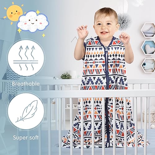 Miniatura 9 de Paquete de 3 Saco de dormir para bebé de 0 a 6 meses, 100% algodón rayón, con cremallera de 2 vías, cómoda, elástica, ligera, TOG 0.3 (banana, hoja