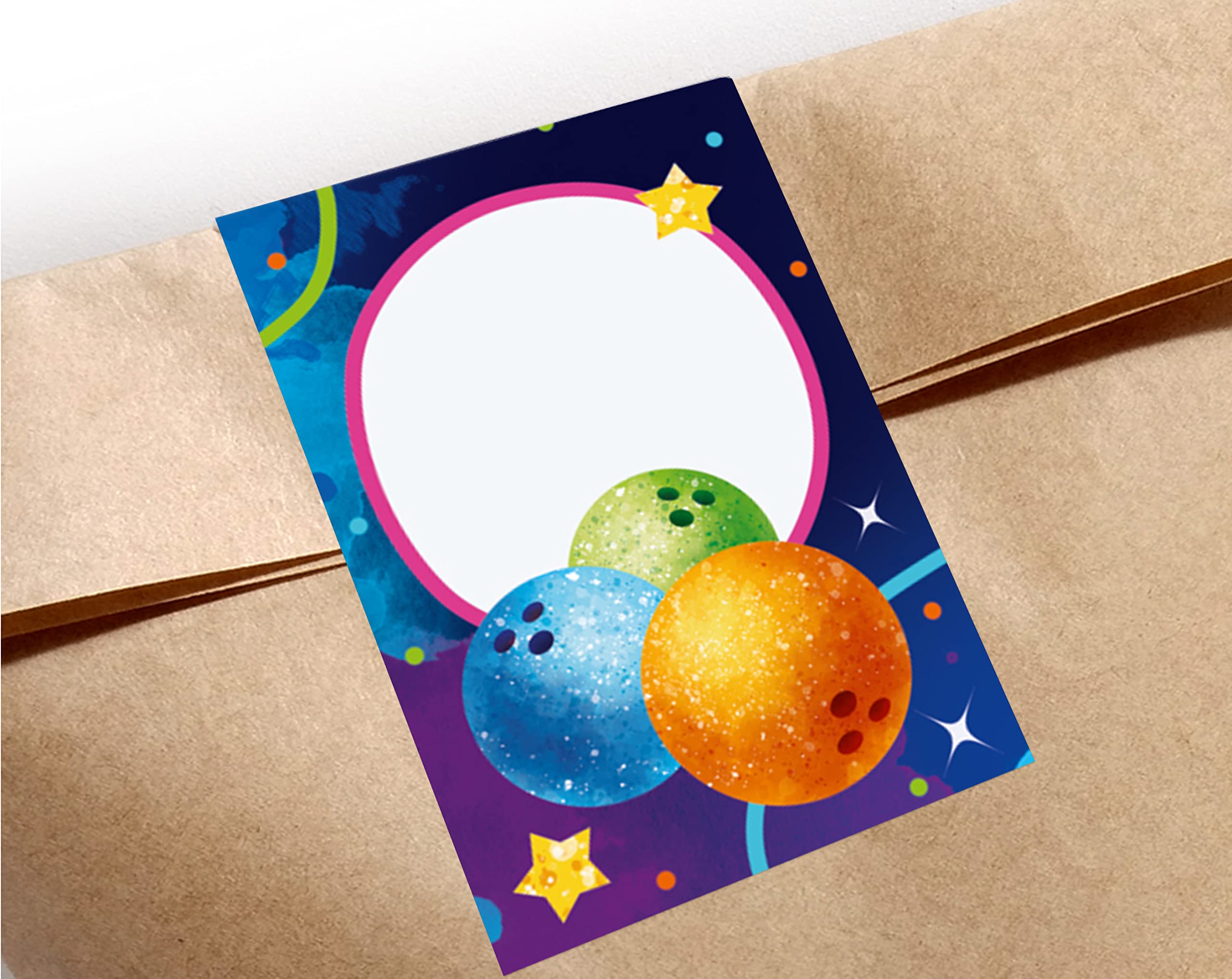 Lot Cadeaux Anniversaire Invités Enfant 12 Sacs Cadeaux (Naturel) 12 Autocollants Bowling Party Pour Petit Mini Bloc Note Enfant