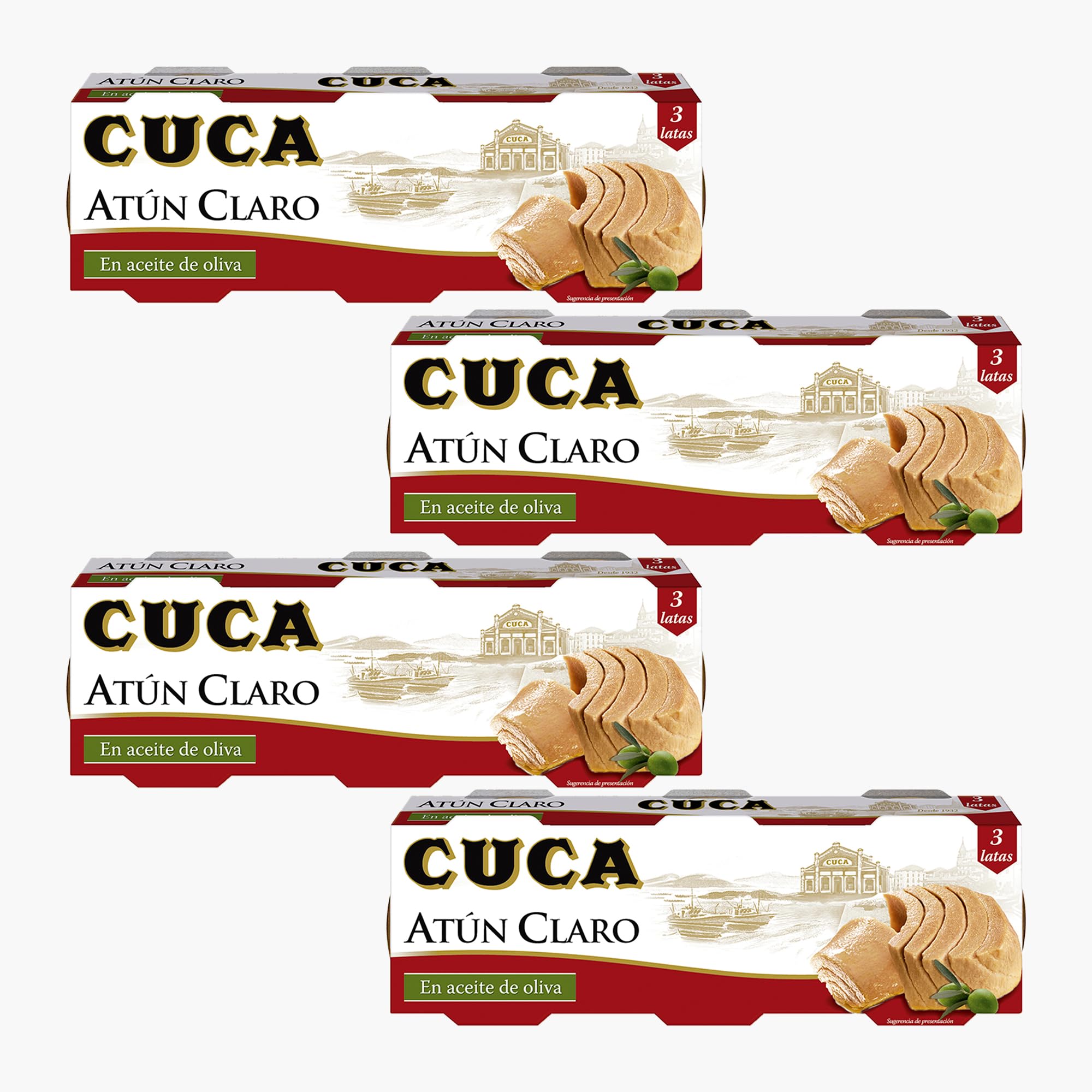 Cuca Atún claro en aceite de oliva, pack de 4 estuches de 3 latas de 65gr