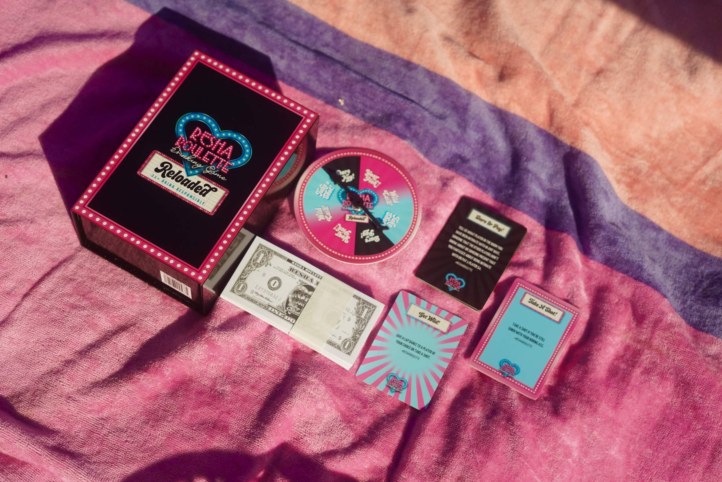 Caresha Please Resha Roulette Drinking Game Reloaded, Fun Card Games, 21+ Drinking Game Set with Spinner, Dare Cards, And Play Money, Adult Party Game for Game Nights, Birthdays, And Gathering