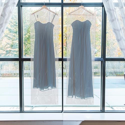 Miniatura 2 de Bolsa de limpieza en seco de 60 pulgadas  50 bolsas de plástico transparente extra largas para vestidos, bolsas de ropa desechables para colgar ropa