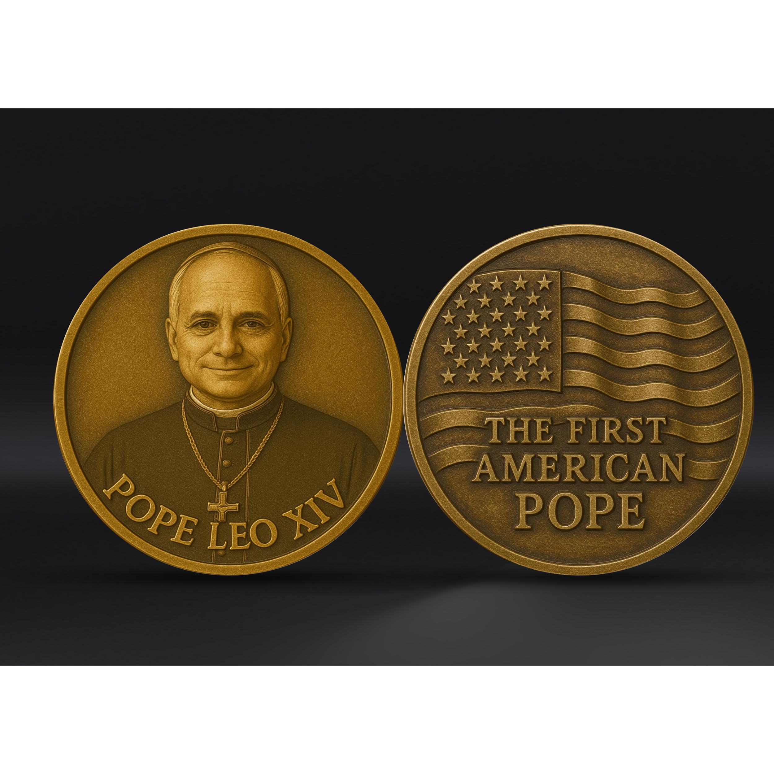 The First American Pope Coin, Pope Leo XIV Coin, US Robert Francis Prevost Coin, Prayer Coin, Catholic Gift, Commemorative Coin (Gold Color)