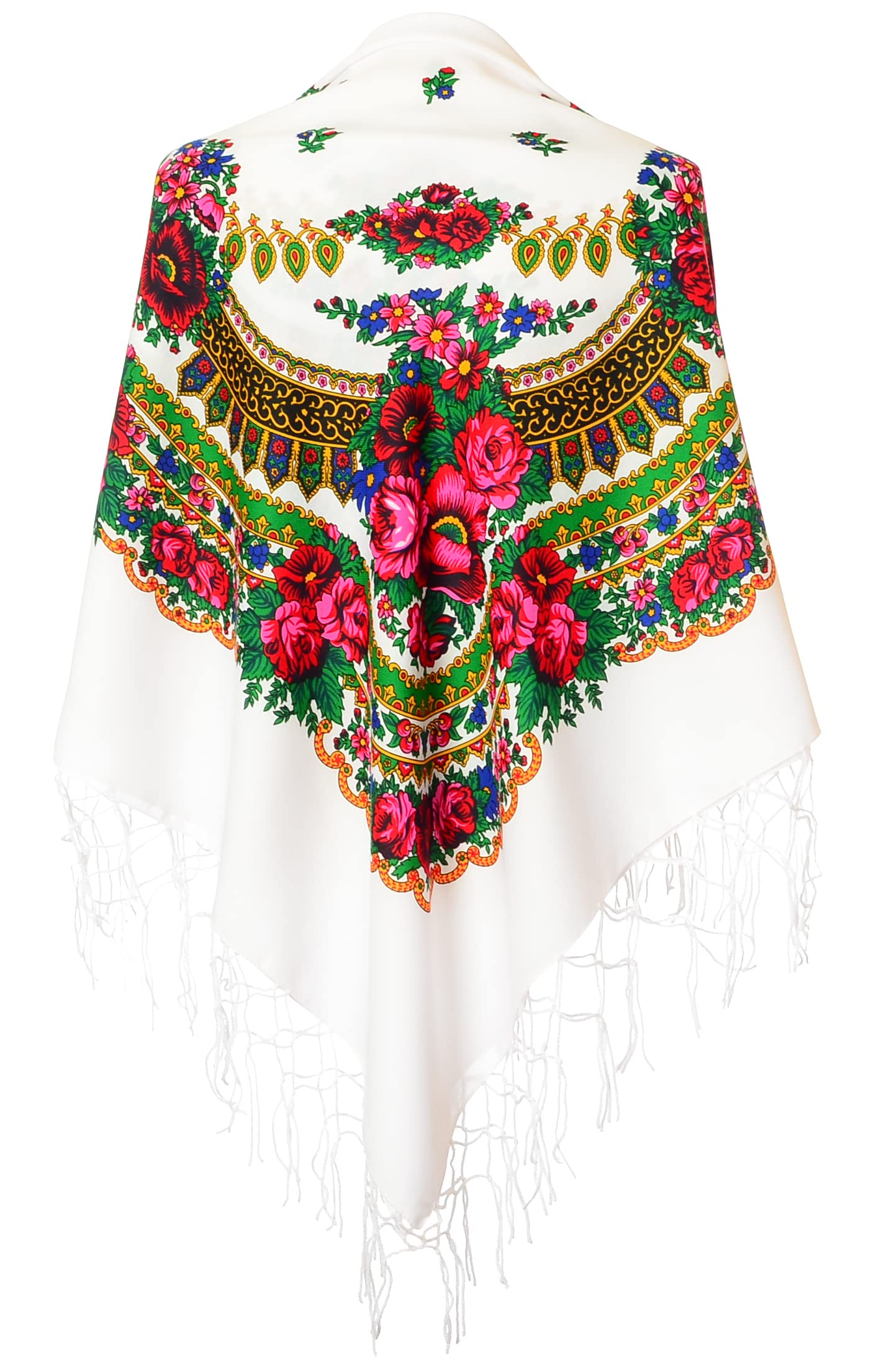 Scarf Wrap Traditional Ukrainian Polish Russian Fringed Floral Neck Head Shawl