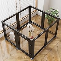 Vista 7 de Corralito de acrílico transparente para perros, corral transparente para perros para interiores, fácil de montar, corral transparente para mascotas