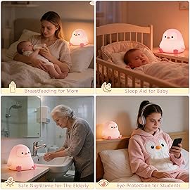 Penguin Night Light for Kids,Cute Pink Penguin Lamp,Soft Silicone Nursery Nightlight,LED Squishy Novelty Animal Bedside Lamp,Rechargeable/Dimmable/Timer,Room Deco,Christmas Gifts for Mom Girls Baby