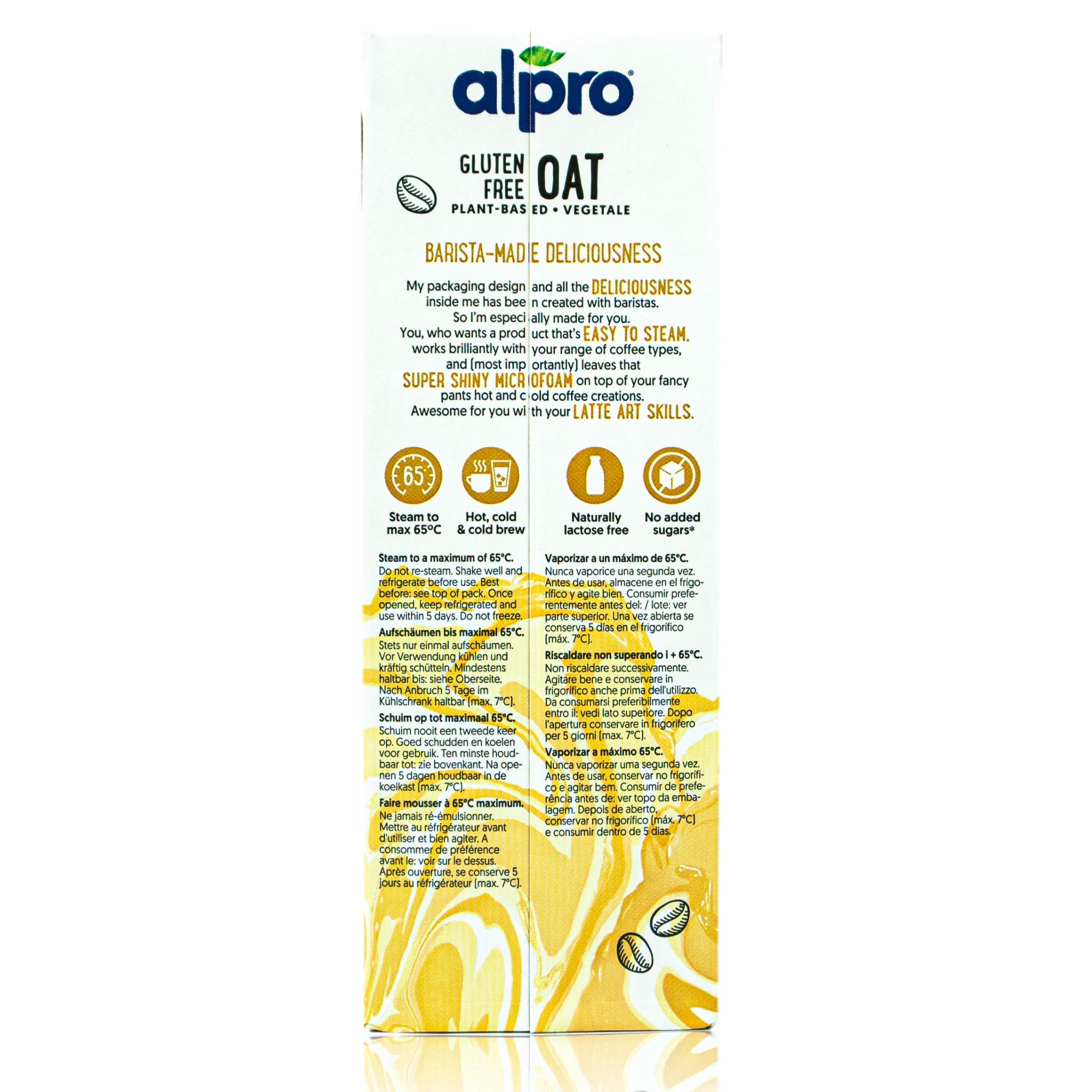 Alpro - 8er Pack Haferdrink Barista for Professionals 1 Liter - Oat Hafer Drink 100 % pflanzlich zum Aufschäumen für Kaffee, Shakes und Smoothies