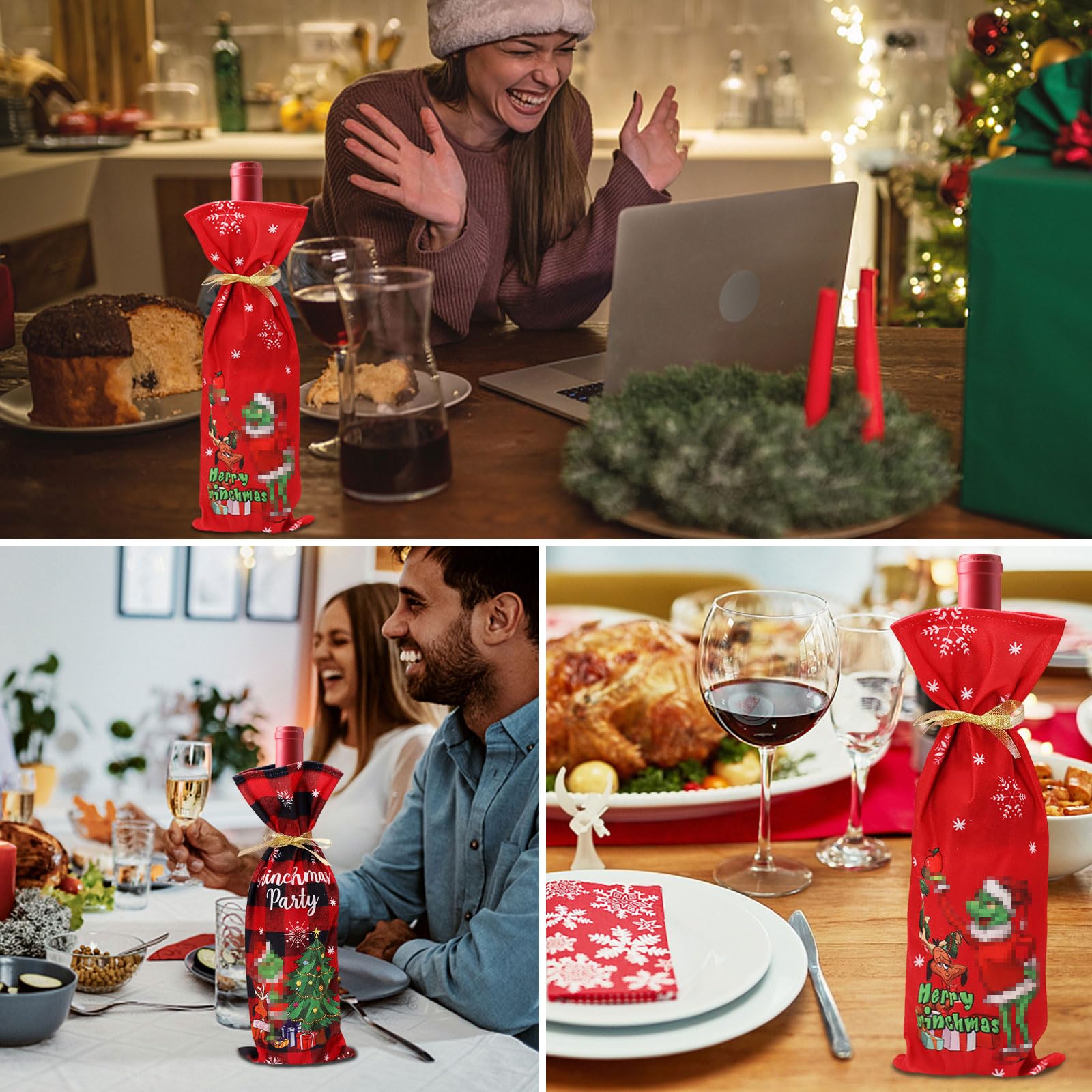 1 X Weihnachtliche Weinflaschenabdeckung, Dekorativ Produktbild-Vorschau 4