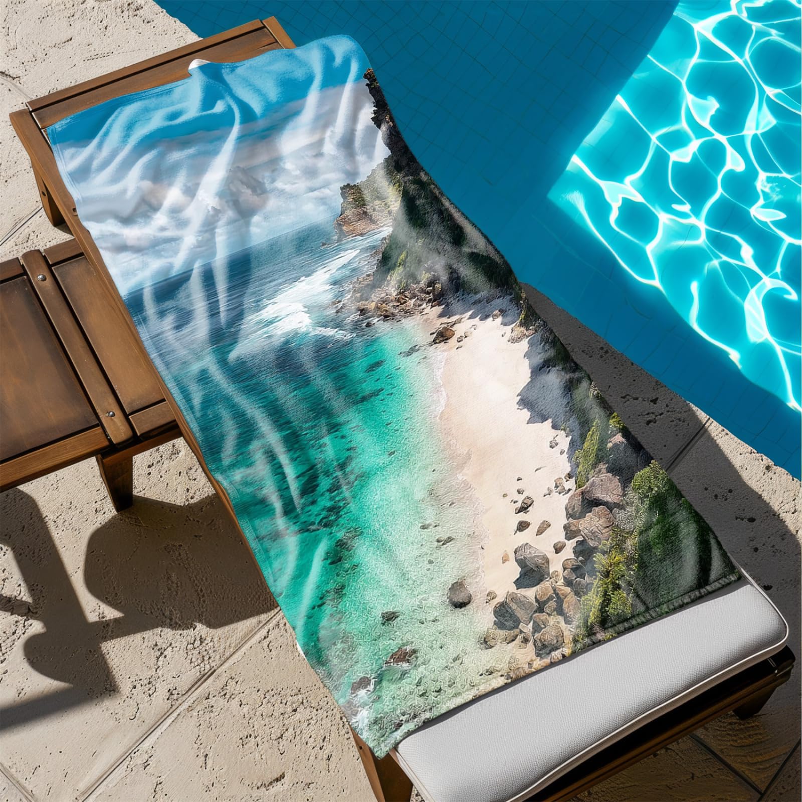 Tapis de Plage XXL Anti Sable Ocean Stone Vert Serviette Piscine Adulte,Natte De Plage Pliable, Voyage Accessoires De Plage Camping,Serviette de Bain Personnalisée