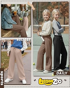 Amazon.com: LessonZoo 3 Pack Girls Sweatpants Straight Leg Ribbed