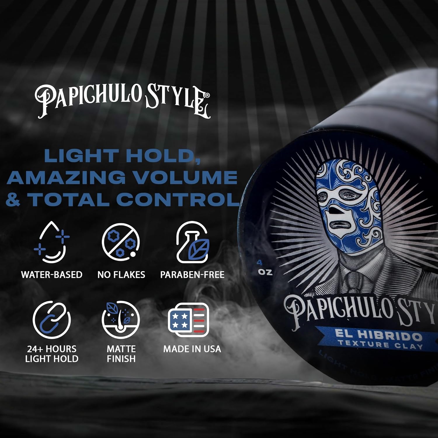 Deluxe Pomade “El Híbrido” – Light Hold, Matte Finish, Adds Volume – Water-Based, Easy Washout, Flake-Free, Paraben-Free – Made in USA - 4 oz